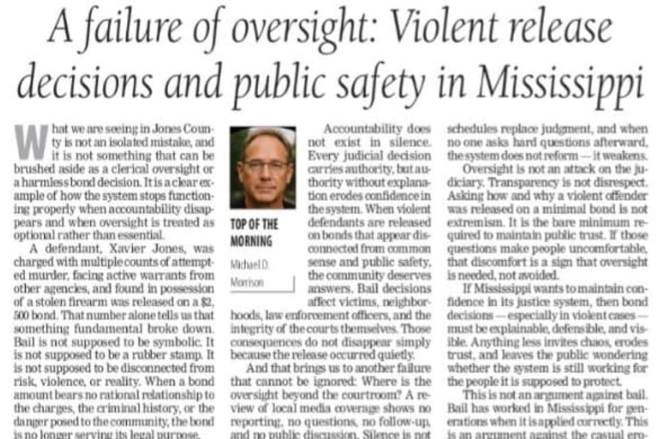 Mississippi Bail Bonds: A Failure of Oversight and Accountability